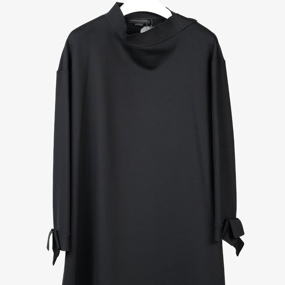 Marie Saint Pierre Black Banded Collar Polyamide Swing Dress - Picture 1 of 11